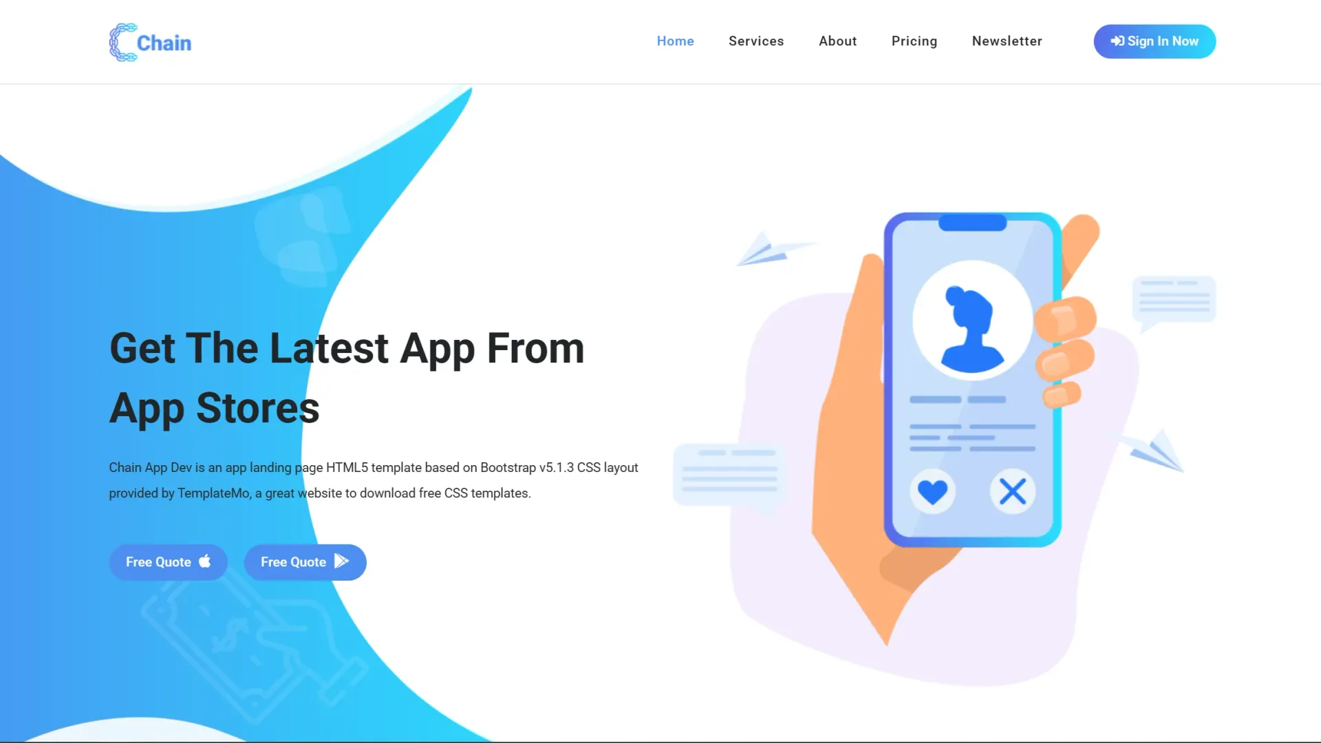 ChainApp — mobile app landing page