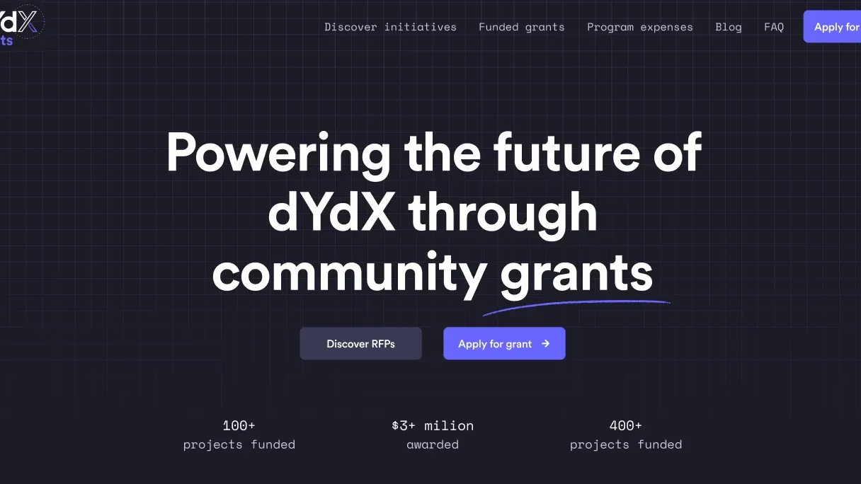 dYdX — kripto loyiha sayti dizayn konsepti